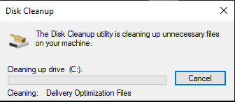 Disk Cleanup Tool clearing space Windows 10