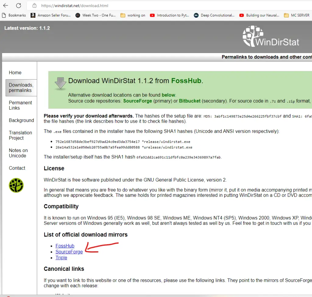 WinDirStat official website download page