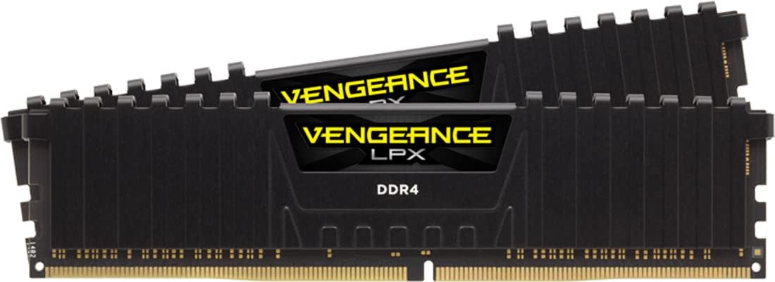 computer generated image with a white background . two black memory stix with yellow and white text. 