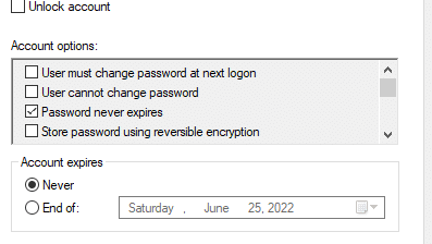AD Domain Controller List All Users with Password Expires Never Not Set