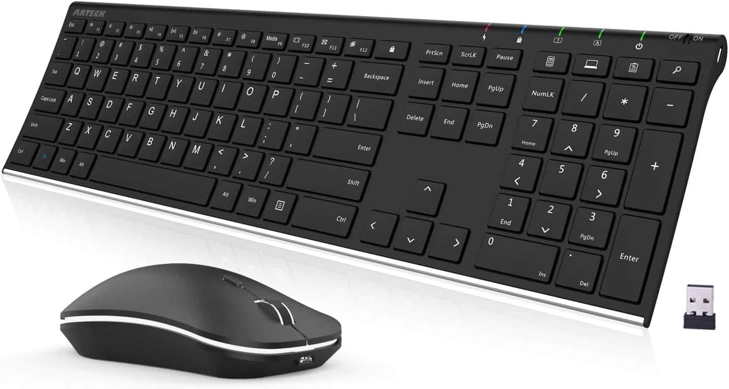 white background featuring a black keyboard with black letters and a black mouse.