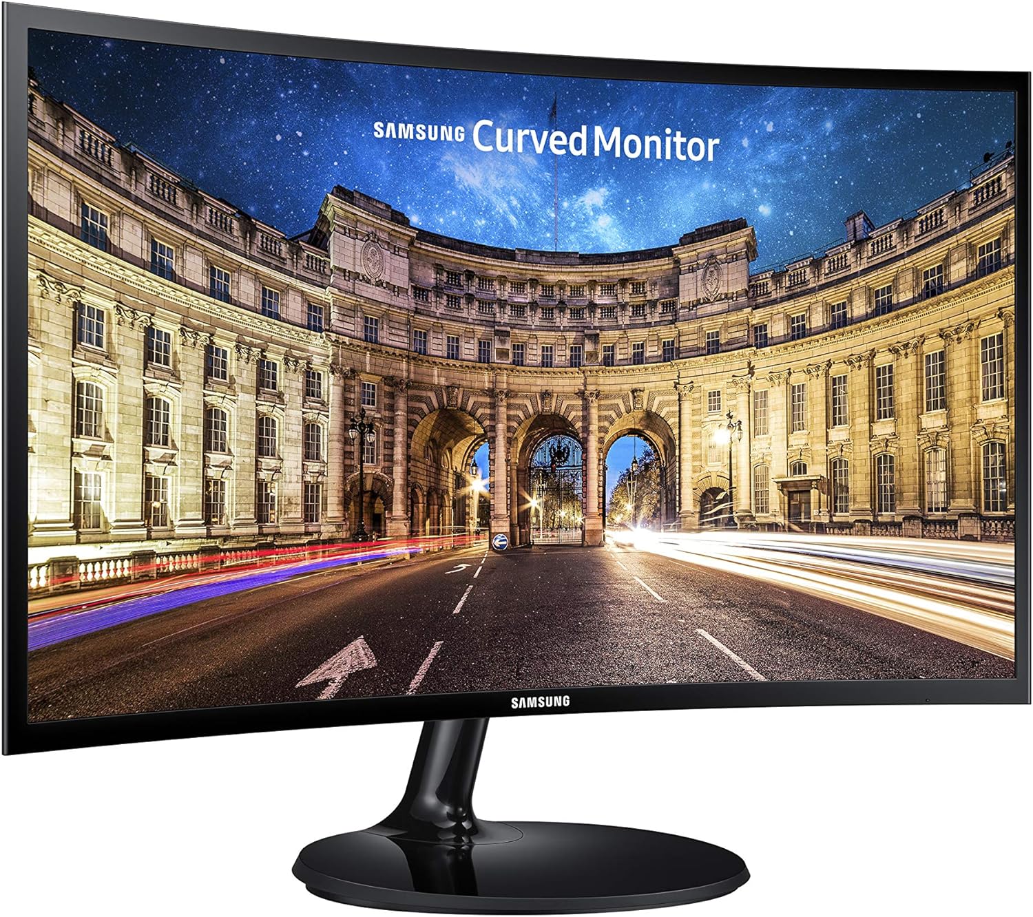 Samsung 24in Curved Monitor Computer Generated Image. Black curved monitor.