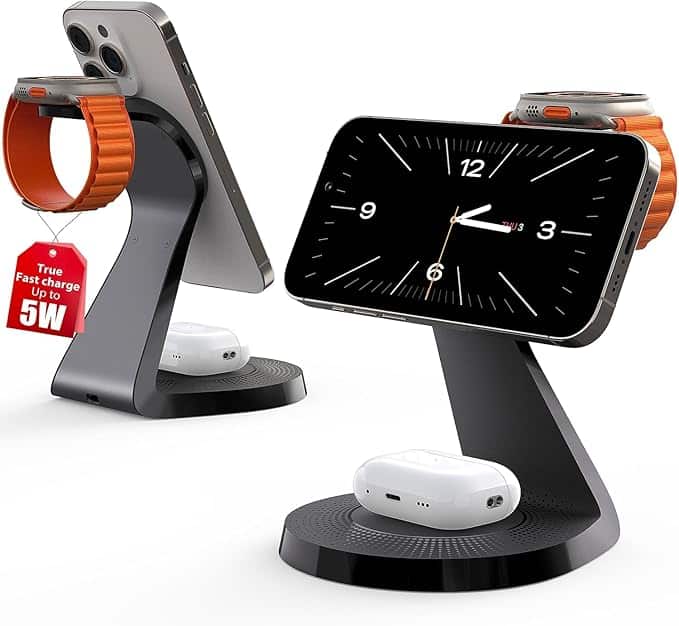 3 in 1 Charging Station for Apple Devices you can charge phone headphones and watch at the same time